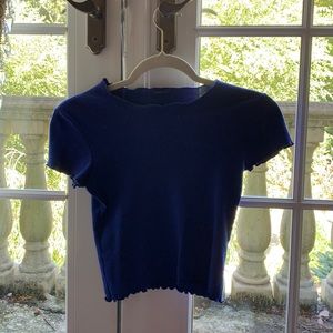 BRANDY MELVILLE royal blue t-shirt w/ curl detail
